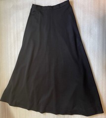 VINTAGE MADE IN ENGLAND: PROVA, BLACK A-LINE FULL MIDI SKIRT, S 30″ WAIST, EUC