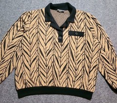 Vntg 80’s Alfred Dunner Sz LG Sweater Collared Button Lightweight Bamboo AOP USA