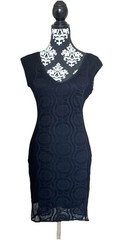 Max Studio Specialty Products Black Knit Crochet Womens Vintage Dress Small 80’s