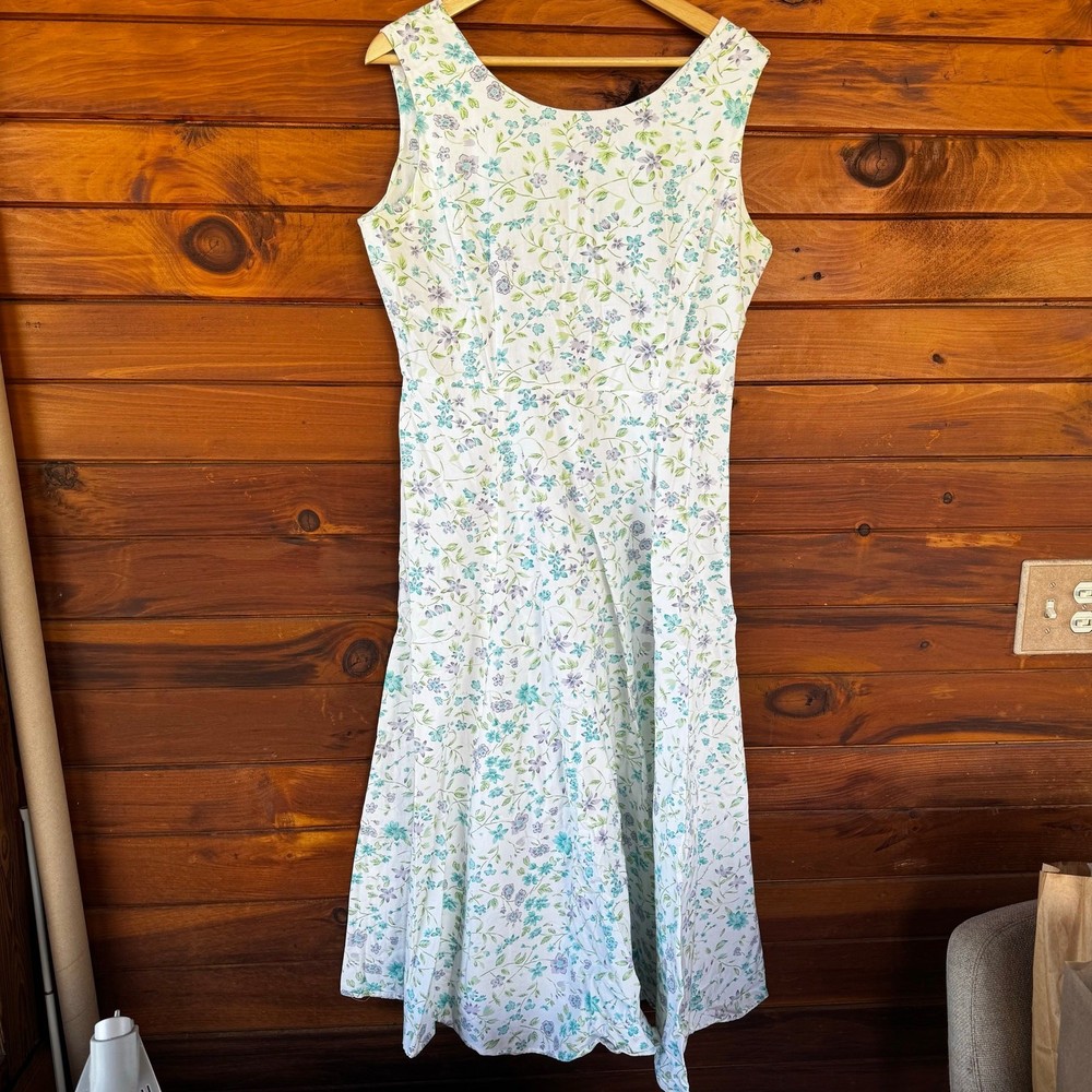 VTG 90s Victoria Holley Cottagecore Floral Fit & Flare Cotton Midi Dress 12