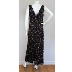 Vintage Dress Patra Special Occasion Floral Flocked Velour Maxi Size Small 1980s