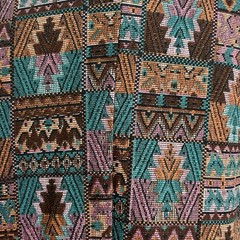 Vintage 1970’s Boho Southwestern Aztec Print Dress & Long Vest Set S/M