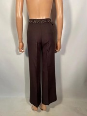 Vintage 1970s Brown Polyester Sears Jr Bazaar Bell Bottoms Wide Leg Pants 26 W