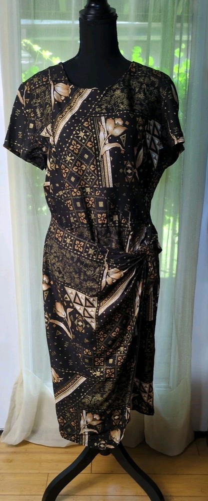 Vintage Coco Bianco Faux Wrap Dress Multicolor Abstract Floral Women’s 12