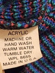 Vintage French Navy Multi Color Knit Ribbed Long Sleeve Sweater Size Large USA