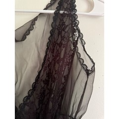 Vintage Treasure from California by Faris Black Sheer Lace Babydoll Top Small