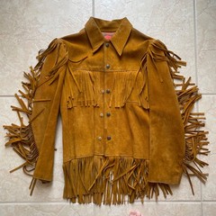Authentic Vintage 1960s Charro Style Mexican Leather Fringe Jacket XS/Youth