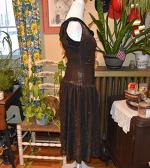 Vintage 1960s Wiggle Dress with 1980s Sheer Bronze Overlay A-Line Dress XS