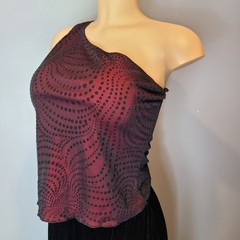 Vtg Y2K Top Whimsigoth Red Black Velvet Gothic Vamp Sheer Fairy Mall 90s