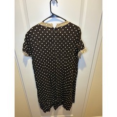 Vintage Brown Polka Dot with Pleats Montgomery Ward Dress Size M/L
