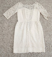 1950s dress M cream color lace Sylvia Ann