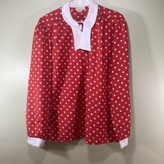 Vintage Hudson’s Blouse Red With White Polka dots Bow Collar Long Sleeve Shirt