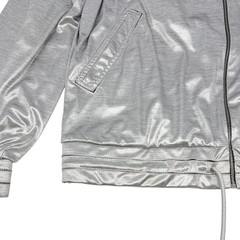 CHANEL Vintage P43484 Big CC Logo Zip Hoodie Jacket #42 Silver Black 901958