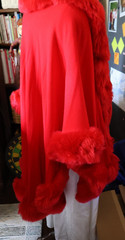 NWT RED CRUELLA Modelia Vintage Coat Wrap Faux Fur Poncho STUNNING NEW WOOL BLEN