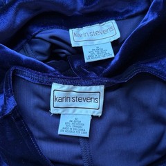Vintage Crushed Velvet Dress & Jacket Set Size Small 90s Stretch Navy Blue Maxi