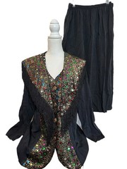 Sequin Leopard Print Disco Cowboy Fringe Jacket Skirt Shawl Festival Western