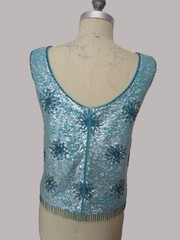 14 Beaded Sequin Vintage Sleeveless Shell Boxy 1960s Metal Zip Flapper Mermaid