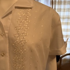 Vintage Nurse Waitress Uniform By Tiffs NY Embroidered Pockets Collar Sz L
