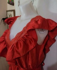 Vintage Ilise Stevens Lacy Red Ruffle Nightgown Sz Small/med Stunning Versatile