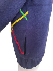 90s Vintage Quantum Sportswear Navy Zip Up Knit Cardigan Large