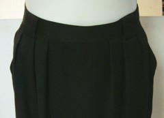 1980s Anne Klein II Womens Skirt Black 14 Wool Pleated Pocket Belt Loop Long Vtg