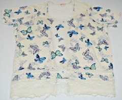 Vintage Candies Butterfly Top Size S/M 90s Semi Sheer Turquoise Butterfly Lace