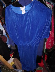 16 16W xl Misses Blue Curvy Blair Vintage Dress Satin Lined Midi Modest Stretch