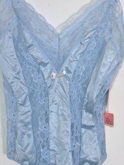 Vintage 1970s Darling Body Fashion Blue Nylon Teddy Lace XXS Lingerie