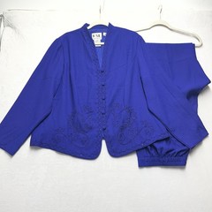 VTG KSL Karin Stevens Pant Suit Womens Plus 22W Embroidered Career