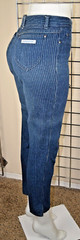Vintage Jordache Jeans 26 x 26.5 80s Blue Light Blue Pin Stripes High Waist