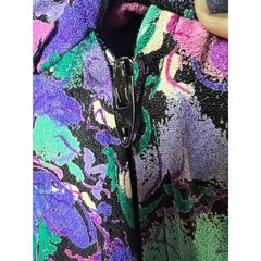 Vintage Floral Culotte Romper Dress Purple Black Secretary Style Medium/12