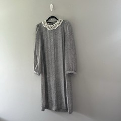 Vintage Lady Carol Shift Dress Lace Collar Black White Chevron Pleated Sheer