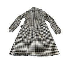 Vintage Houndstooth Check Coat Fully Lined Collar Dress Knee Length Handmade