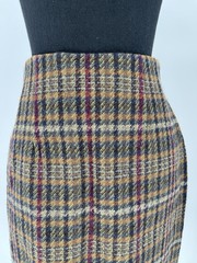 Vtg 80s Adolfo Intl Wool Pencil Skirt Small Plaid Dark Academia Preppy School