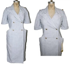 Vintage California Girl Coastal Stripe Pinup Retro Sailor nautical Dress Preppy