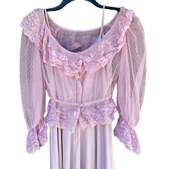 Vintage Eve of MIlady Lavender 70s 80s Satin Lace Cover Prom Bridesmaid Dress Si