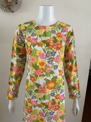 1960s VHY Hawaiian Textiles Handmade Maxi Dress Hawaiian Floral Tiki Resort VTG