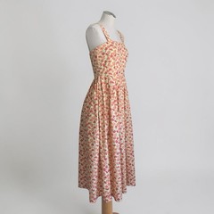 VTG Laura Ashley Maxi Dress US 8 UK 12 Pink Mimosa Floral Cotton Sundress