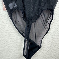Vtg Thong Bodysuit Sheer Sexy Boudoir Black Bridal Sissy Small Risqué Stripper