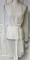 Lord & Taylor sheer robe lace and embroidery detail Size L READ