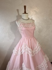 Vintage 50’s/60’s Mike Benet Formals Baby Pink Ruffled A-Line Tulle Dress