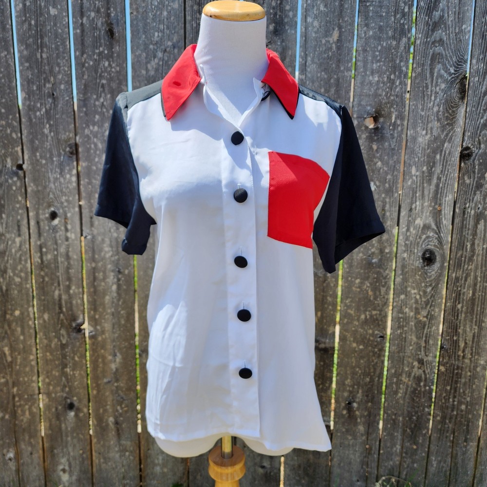 Vintage Impressions of California Black & White Colorblock Women’s Top 1980s