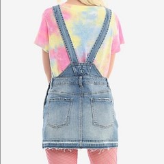 Hot Topic Denim Overall Skirt Skirtall Distressed XS