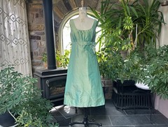 Vintage 1990s Green Formal Silk Dress Demetrios Dessy Collection
