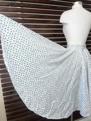 1950s Vintage White & Blue Rooster Print High Waist Rockabilly VLV Circle Skirt