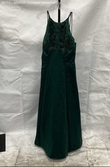Vintage 90s Morgan and Co Women’s Dark Green Embroidered Gown Dress Sz 13/14