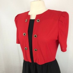 Tabby of California Red and Black Bold Color Dress, Size 12 Vintage 70’s 80’s