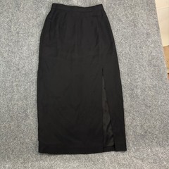 Vtg En Francais by Huey Waltzer Sz 18 Black Maxi Skirt Front Slit Career Formal