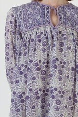 Vtg 70s Purple Floral India Dress Cotton Airy Chambeli Festival Bib Pakistan M