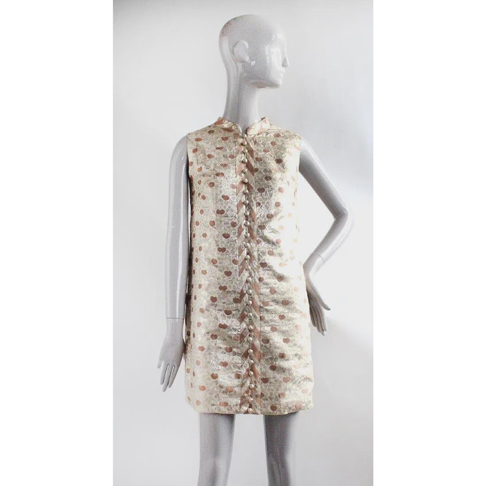 1960s Vintage Rare Chergui Haute Couture Algeria Metallic Brocade Mini Dress